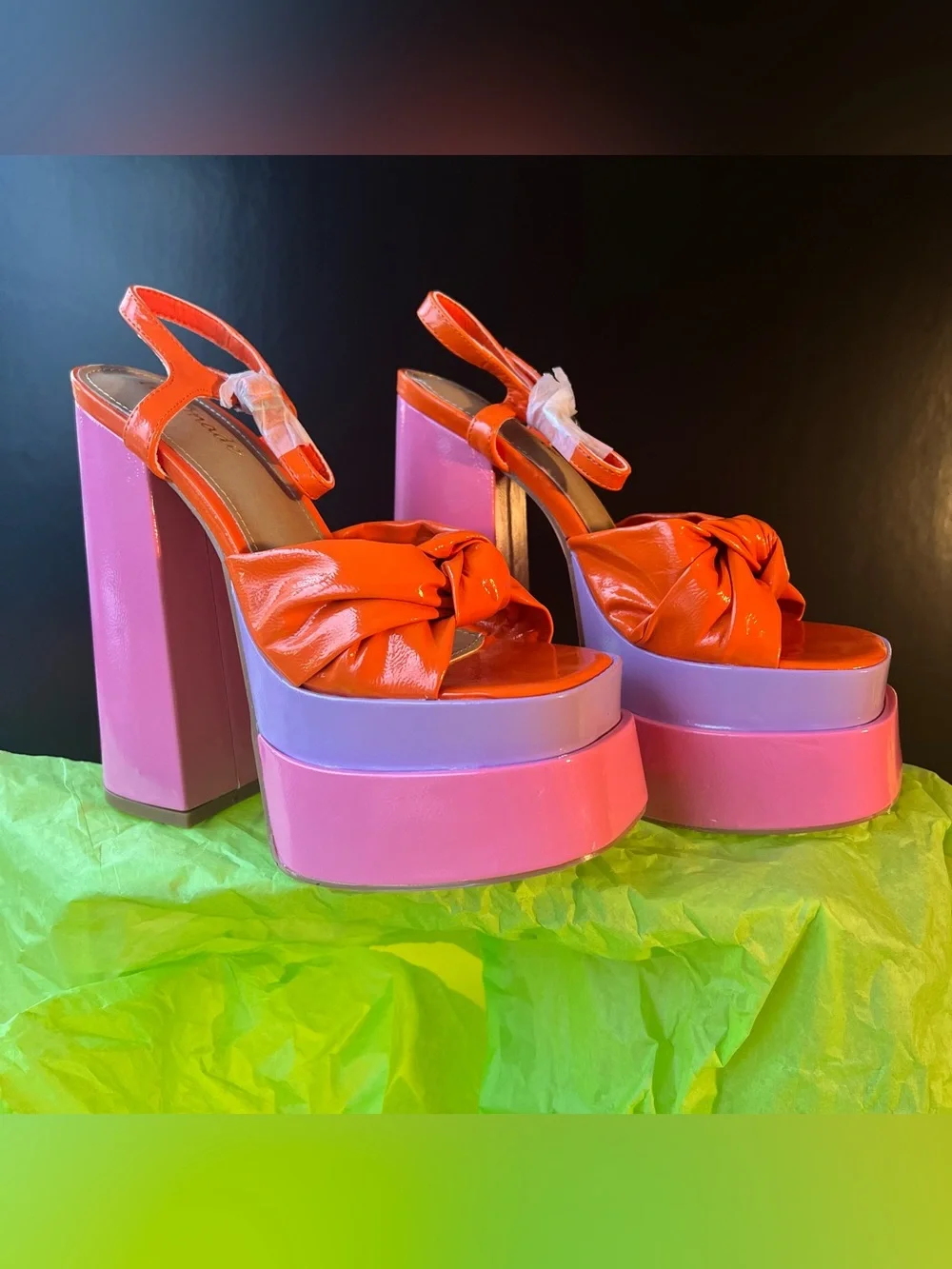 Lemonade Orange & Pink Knot Platform Sandals - Picture 11 of 15